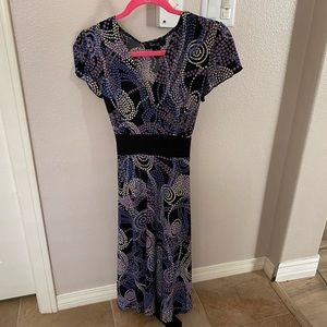 Style & Co petite medium purple grey black and white tea length tie back